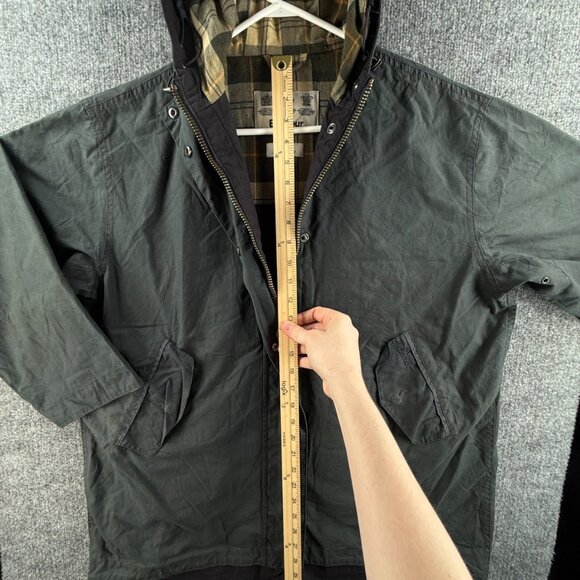 Barbour Rain Parka Heritage Brand Waxed Jacket Women Blue Hooded Size 6 US - Picture 5 of 16